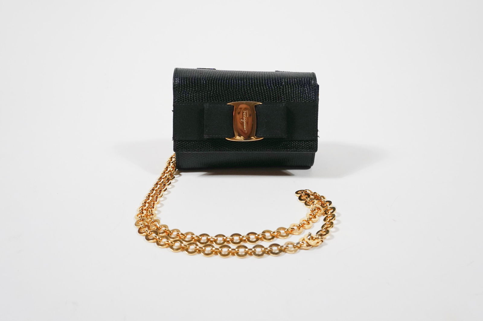 Ferragamo Lizard Chain Shoulder Bag and Waist Bag: Can also be a belt bag