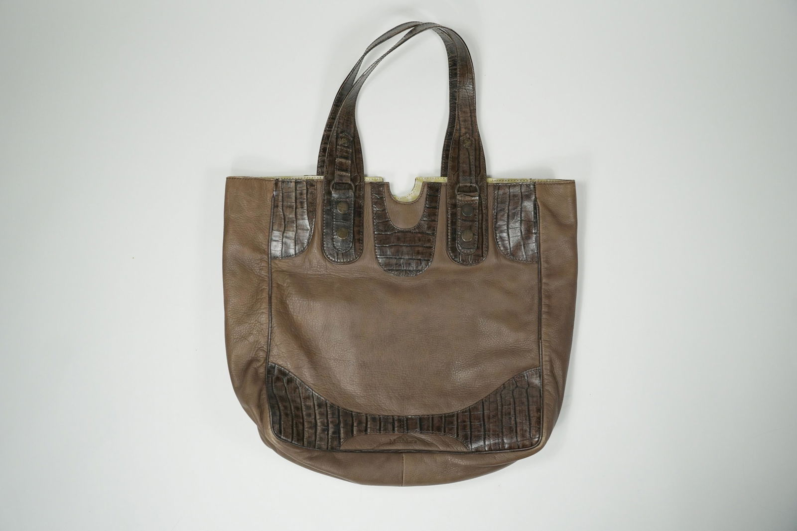 Max Mara Tote: Slight wear, Discoloraton, Small Rips, and scratches