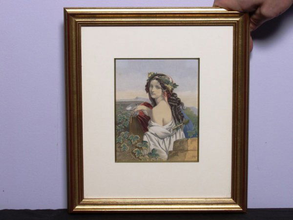 British Antique Oil Print: British Antique Oil Print Nymph by George Baxter. 5 x 6 inches