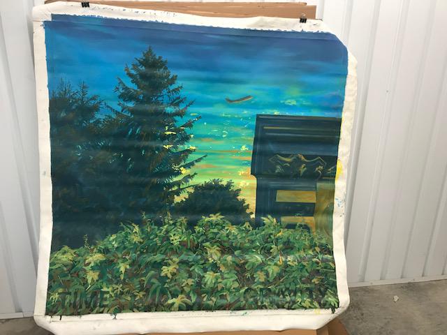 View of a House with Ascending Jet Liner - Unstretched (1 of 7)