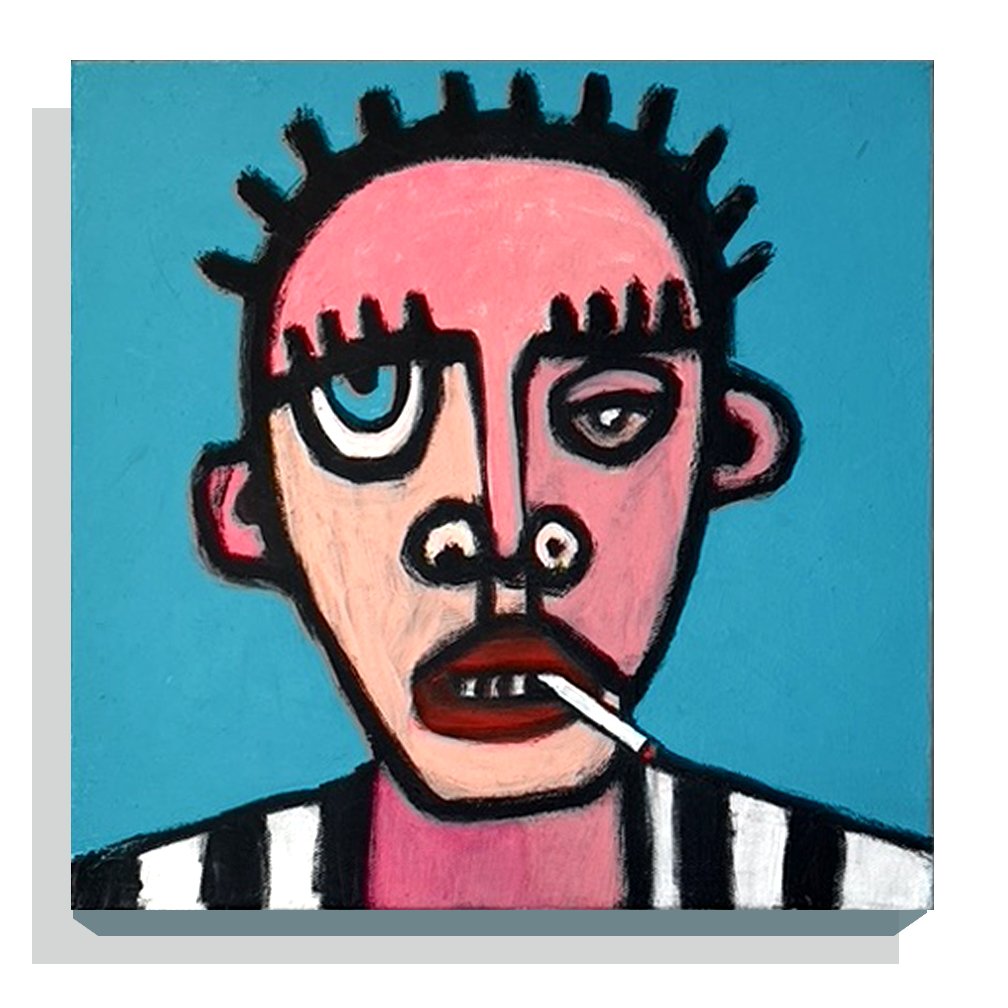 Robert Catapano / Tommy’s Brother: Painting. Acrylic on canvas. Portrait of Tommyâ€™s brother. Tommyâ€™s brother lived down the block from me and I would see him walk by most days, always with a cigarette hanging from his mou