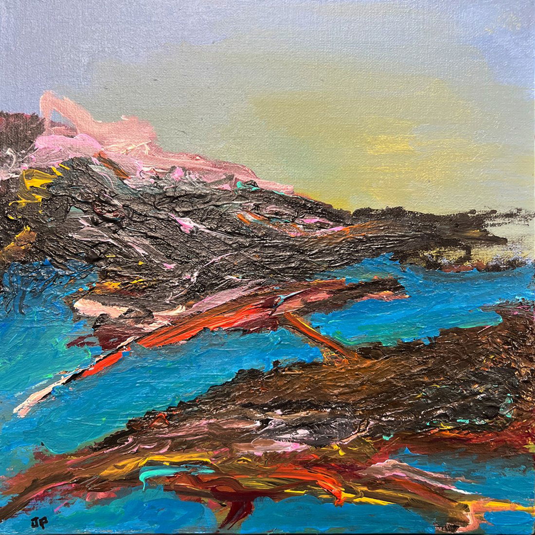 Juan Pérez / Turmoil: Acrylic on canvas panel. Citizens polarized. The artist has donated this artwork and 100% of the sale proceeds go to Wilton Art®