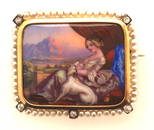 18K Yellow Gold & Swiss Enamel Brooch