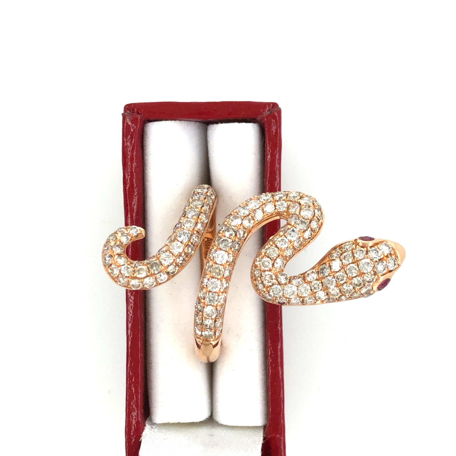 18 k yellow gold diamond and rubby sneck ring (1 of 3)