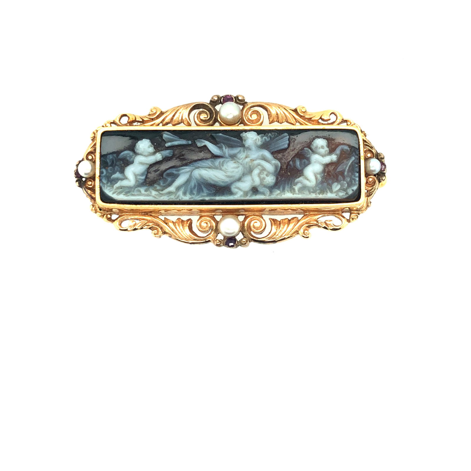 French 18K Yellow Gold Victorian 2 Layer Agate Cameo (1 of 3)