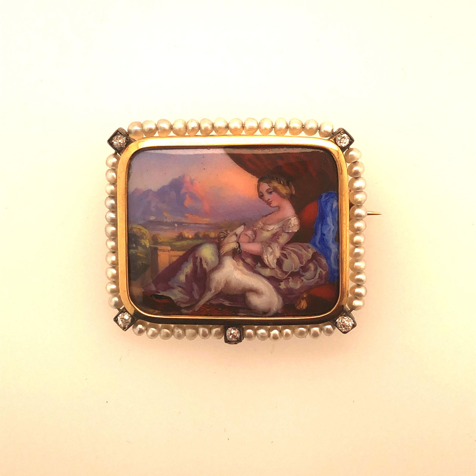 18K Yellow Gold & Swiss Enamel Brooch (1 of 3)