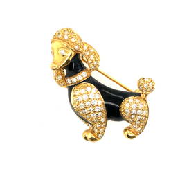 18 K yellow Gold dog brooch