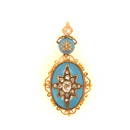 Victorian 14K Y/G Diamond, and blue enamel Pendant