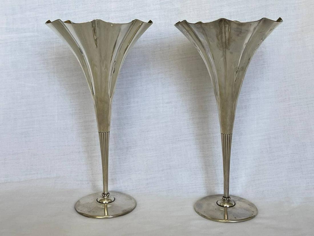 Pair of Tiffany and Co, Sterling silver flower vases. (1 of 12)