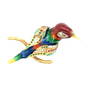 18K Yellow Gold Diamond and color Gems, Enamel bird