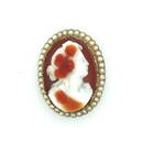Victorian 14K Yellow Gold 3 Layer Agat Cameo Brooch