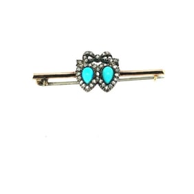 Victorian Double Heart Diamond Pin