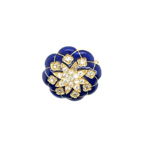 15k. Yellow gold victorian enamel and dimondes circle
