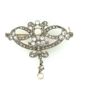 Platinum over yellow gold edwardian dimond, pearl