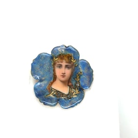 18 k yellow gold swiss enamel and diamond brooch