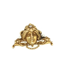 14 k yellow gold Art nouveau pin