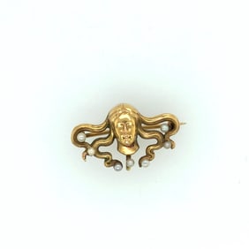 14 k yellow gold Art nouveau pin