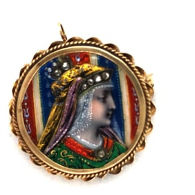 14k yellow gold french Lemoge's enamel BROOCH
