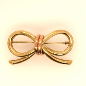 14K Yellow Gold ribbon brooch