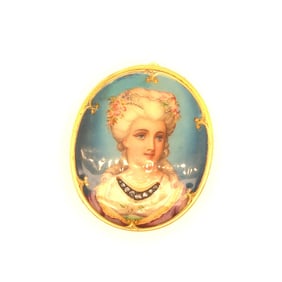 18K Y/G French Diamond+enamel Pendant-Brooch