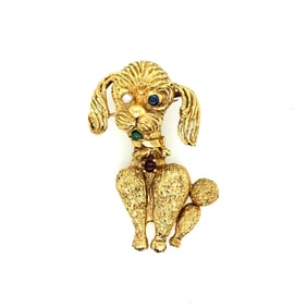 14k Yellow GoldDog Brooch.