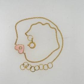 14K Yellow Gold Diamond & Enamel Heart Bracelet