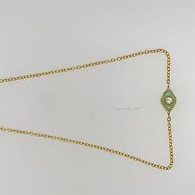 14K Yellow Gold Diamond & Enamel Eye Bracelet