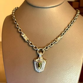Judith Ripka 925 Silver and lemon Quartz Necklace