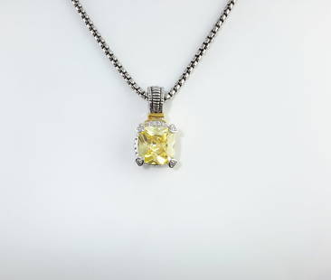 Judith Ripka Sterling Silver Necklace – Design with Classic Elegance: Sterling Silver Necklace – Possibly Judith Ripka – 17 Inches Adjustable – 39 GramsA striking and well-crafted sterling silver necklace, likely attributed to Judith Ripka based on its