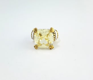 Judith Ripka 18k Yellow Gold Ring – Signature Designer Two-Tone Style