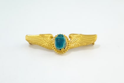 22K Gold Pin Set Featuring Ancient Finance Scarab – 26th Dynasty, Egypt (circa 600 B.C.)