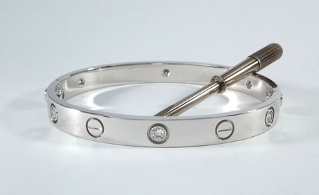 Cartier LOVE 18K Yellow Gold 6-Diamond Bracelet – Size 16