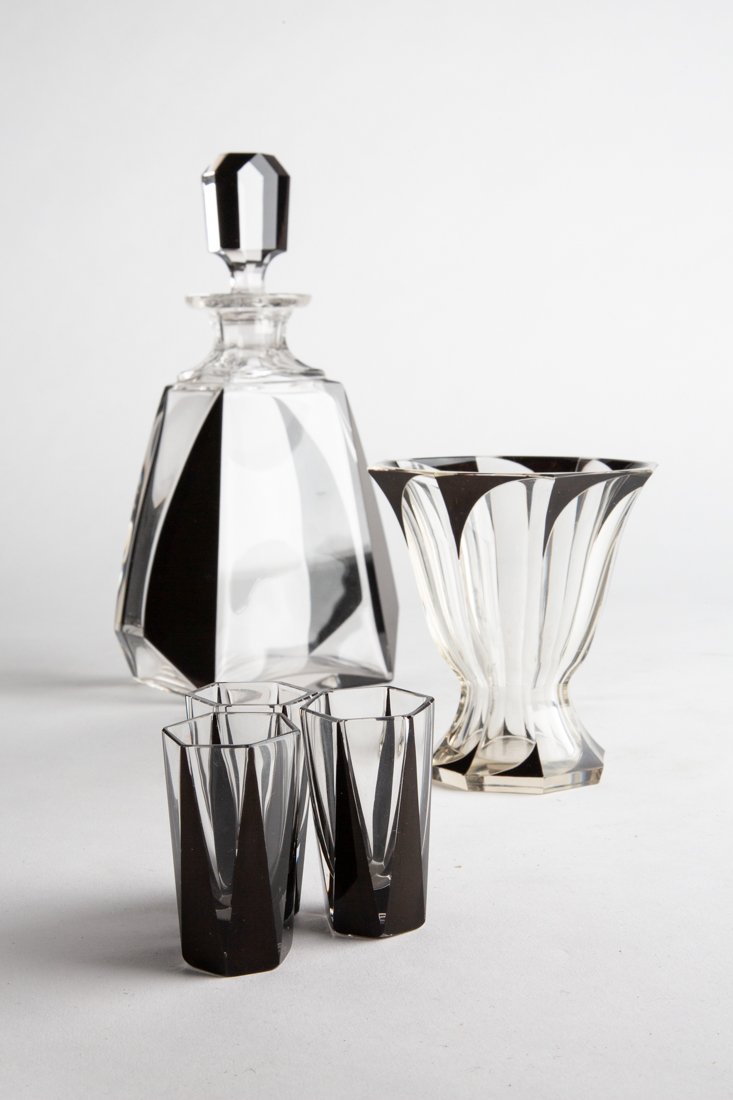 Art Deco Italian Crystal Whisky Bottle Set (1 of 3)
