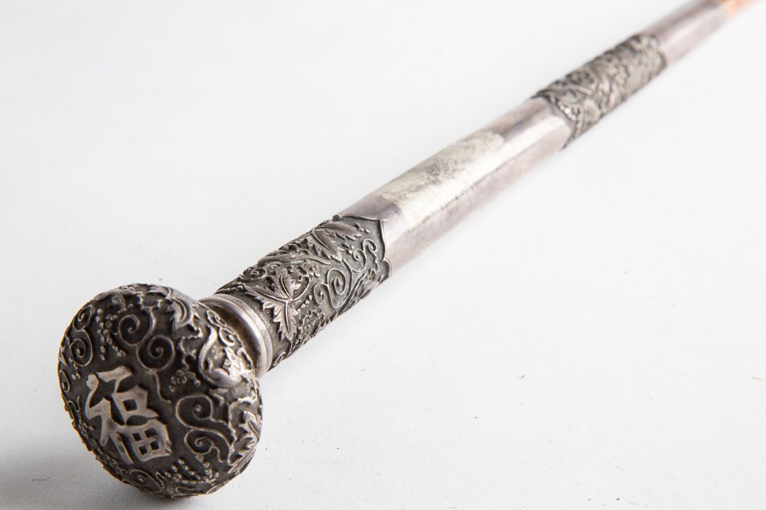 Rare Antique Chinese Silver Cane (1 of 4)