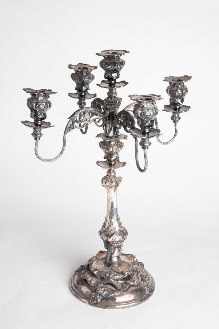 ART NOUVEAU CANDELABRA SILVER PLATE CANDLE STICKS (1 of 8)