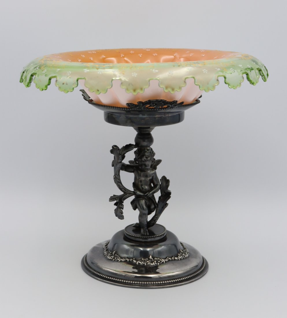 1860's Vaseline & Peach-Colored Brides Basket (1 of 11)