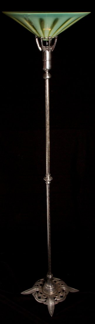 Art Deco Opaline & Silver-Plated Floor Lamp (1 of 6)