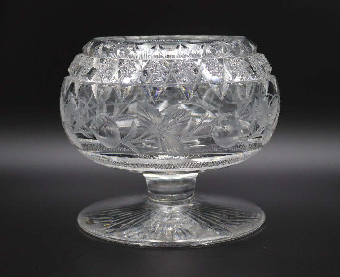 Rare TUTHILL Mappin & Webb Crystal Pedestal Rose Bowl (1 of 10)