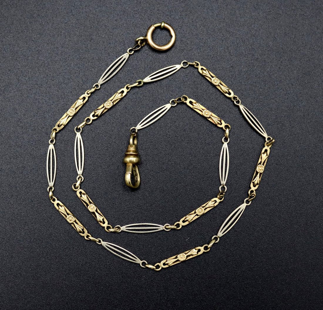 14K Gold ART DECO Pocket Watch Chain (1 of 4)