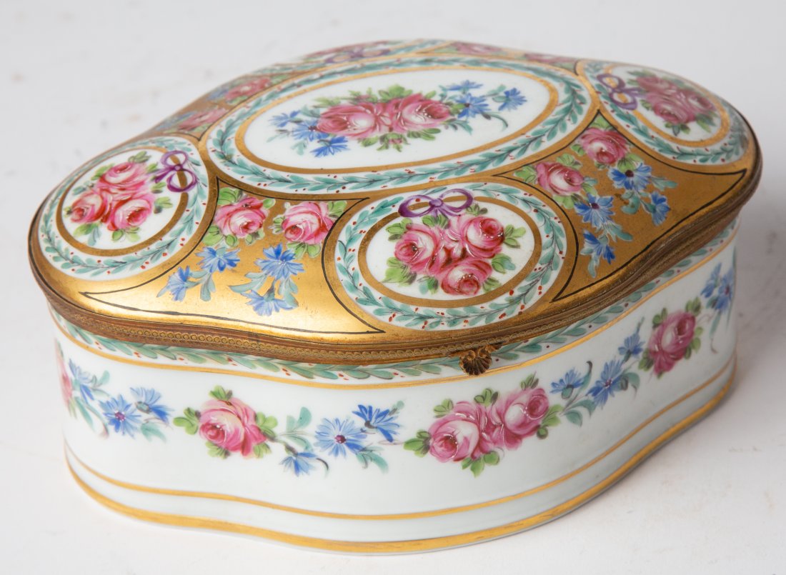 Large Antique French Hand Painted Porcelain Jewelry Box (1 of 7)