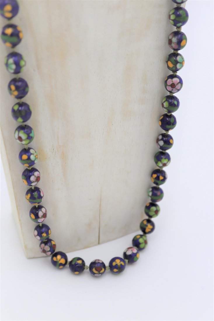 Vintage Chinese Cloisonne Necklace Enamel Bead Necklace (1 of 3)