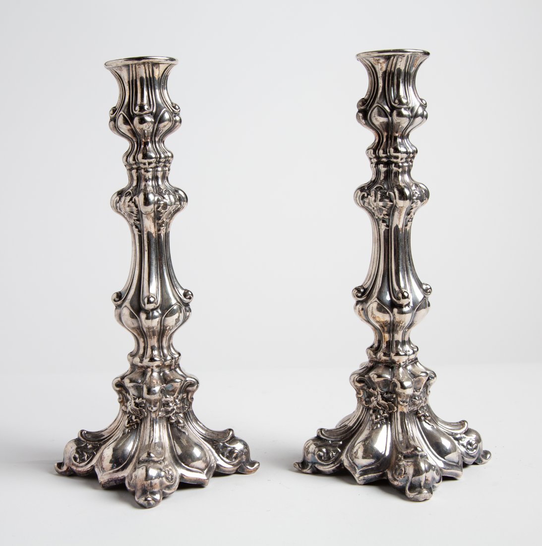 Pair English Candlesticks Silver-Plated (1 of 4)