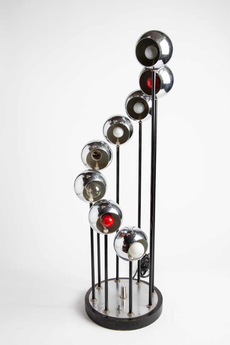 Robert Sonneman Chrome Metal Eye Ball Table Lamp 1970's (1 of 6)