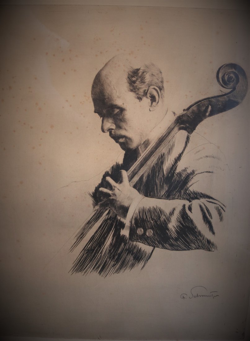 1920s Cello Player - Signed Etching (1 of 3)
