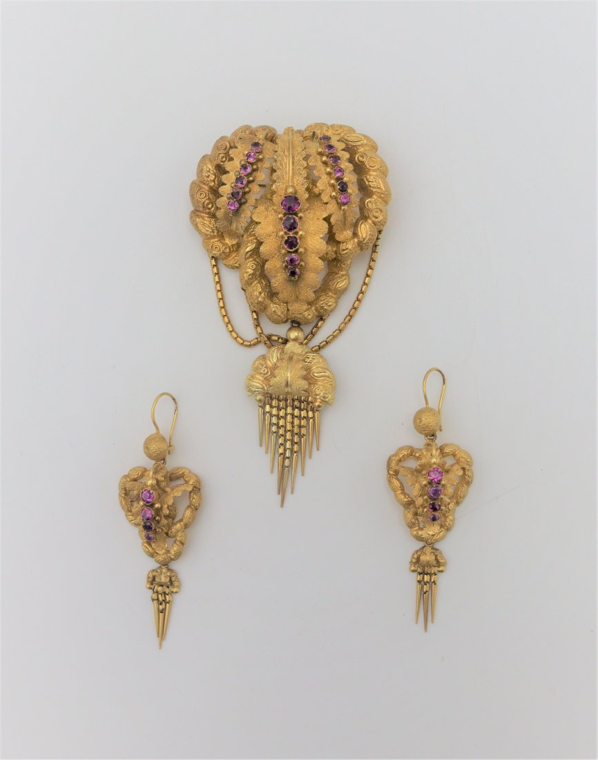 15ct Victorian Gold Brooch & Earrings Set (1 of 5)