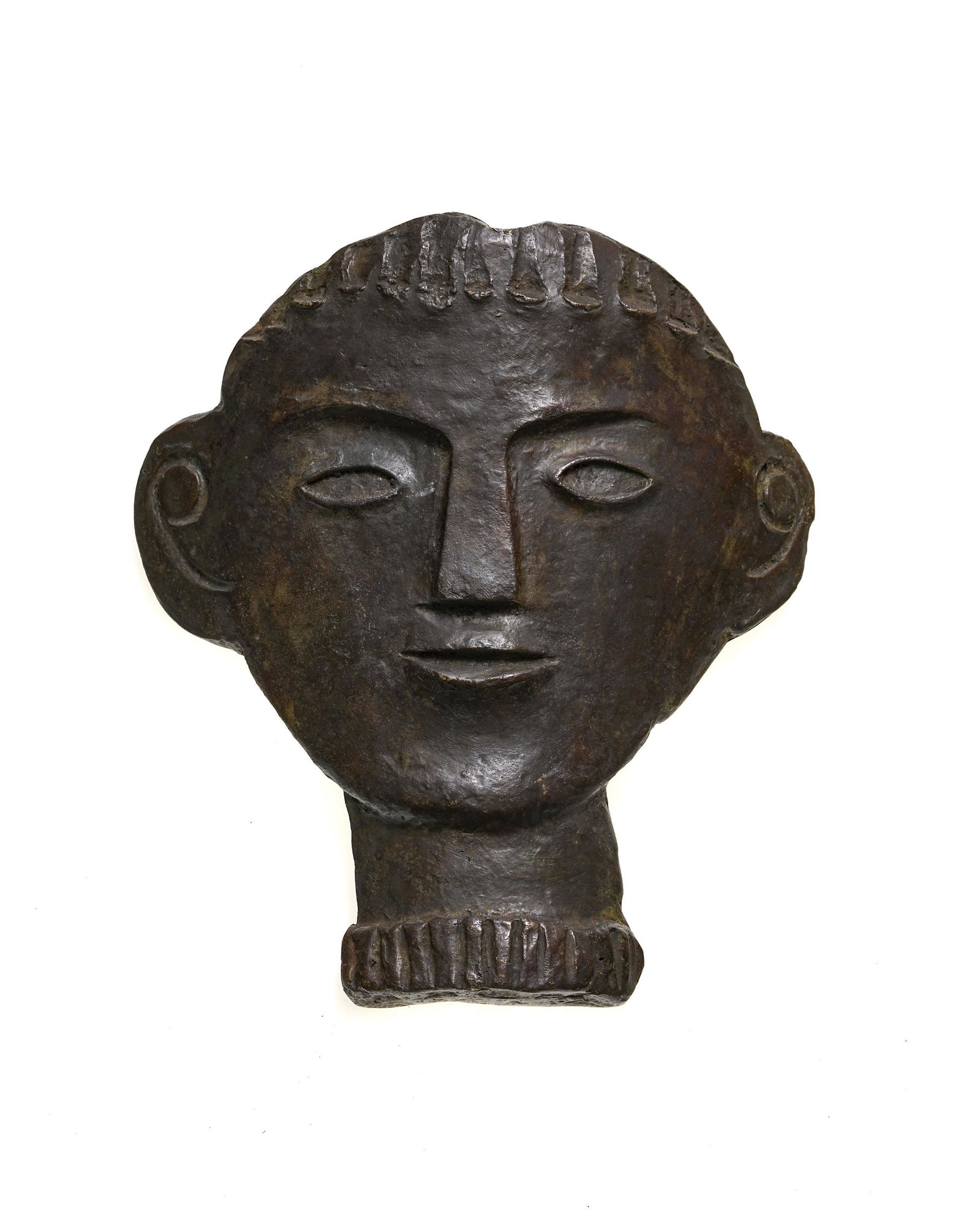 André Derain (1880-1954), "Visage géomé: André Derain (1880-1954), "Visage géométrique", bronze, édition de 15 exemplaires, signé et numéroté "000", 22x19,5x5,5 cmBibliographie: Cailler 36 / Coray & Koella