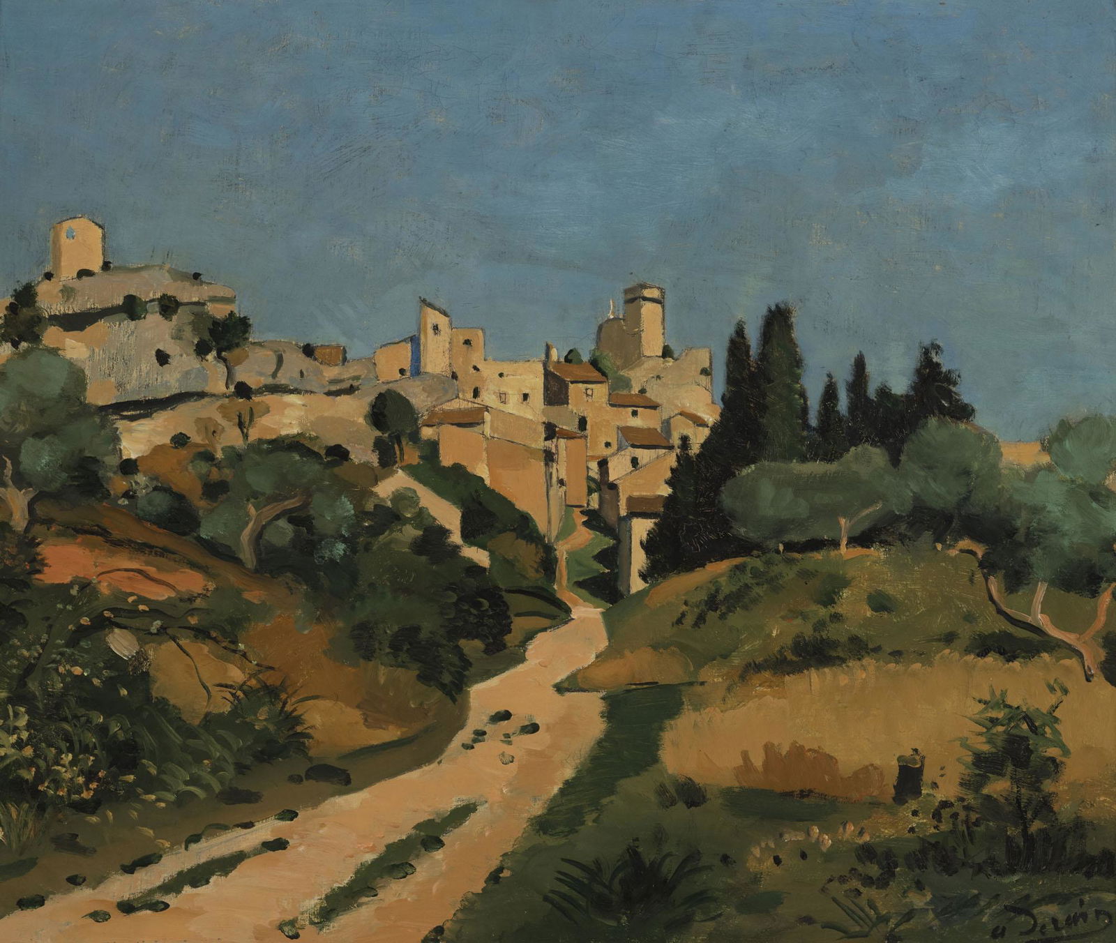 André Derain (1880-1954), Paysage du midi, vue: André Derain (1880-1954), Paysage du midi, vue d'Eygalière, c. 1932, huile sur toile, signée, 46x55 cmCertificat du Comité d'Authentification André Derain, 17.02.2021, Cat. R.