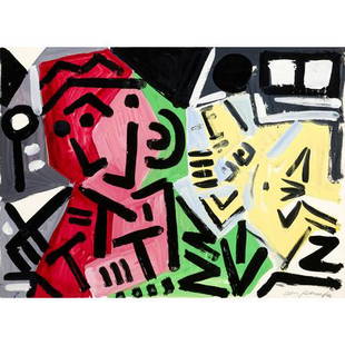 A.R. Penck (1939: 2017), Sans titre, 1981, gouache sur carton, signée, 54,5x75 cm Provenance: Acquis par les grands