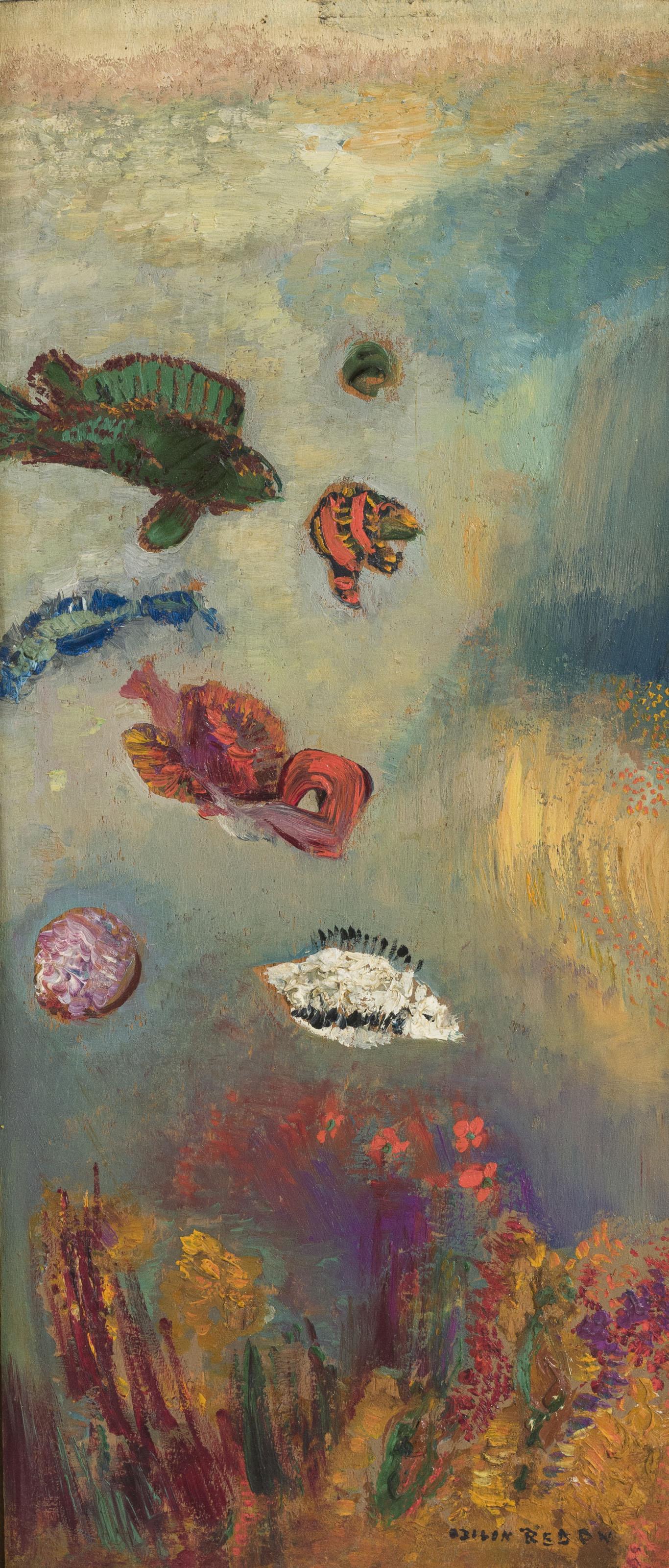 Odilon Redon (1840-1916), Vision sous-marine ,: Odilon Redon (1840-1916), Vision sous-marine , huile sur panneau, signée, 28,8x12,8 cmProvenance: Huguette Berès, Paris, Collection de Monsieur et Madame Grodtmann, Suisse, resté dans l