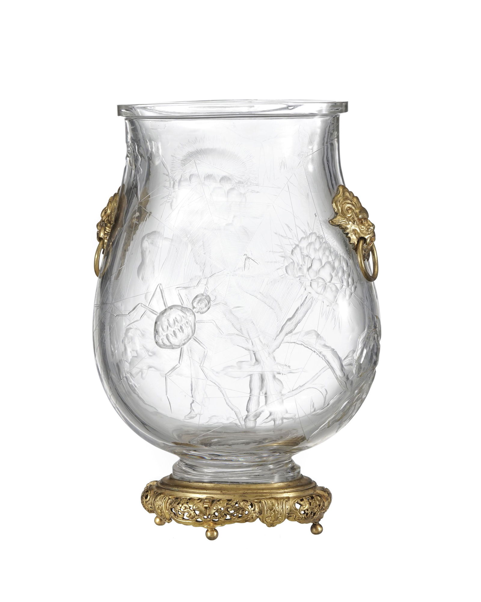 Vase en méplat en cristal et bronze doré, l'Escalier de cristal, Paris, fin XIXe s., à (1 of 6)